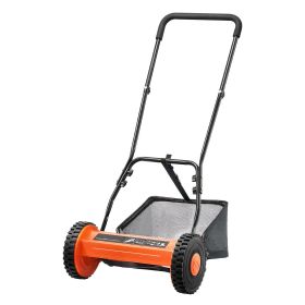 14" Manual Push Reel Lawn Mower 5-Blade Adjustable Height Grass Catcher 2 Wheels