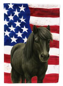 Black Shetland Pony American House Flag Large Porch Sleeve Pole Decorative Outside Yard Banner Artwork Wall Hanging, Polyester, House Size, Multi