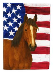 Bay Thoroughbred Horse American House Flag Large Porch Sleeve Pole Decorative Outside Yard Banner Artwork Wall Hanging, Polyester, House Size