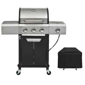 3-Burner Propane Gas Grill, Stainless Steel, Side Burner, Cover